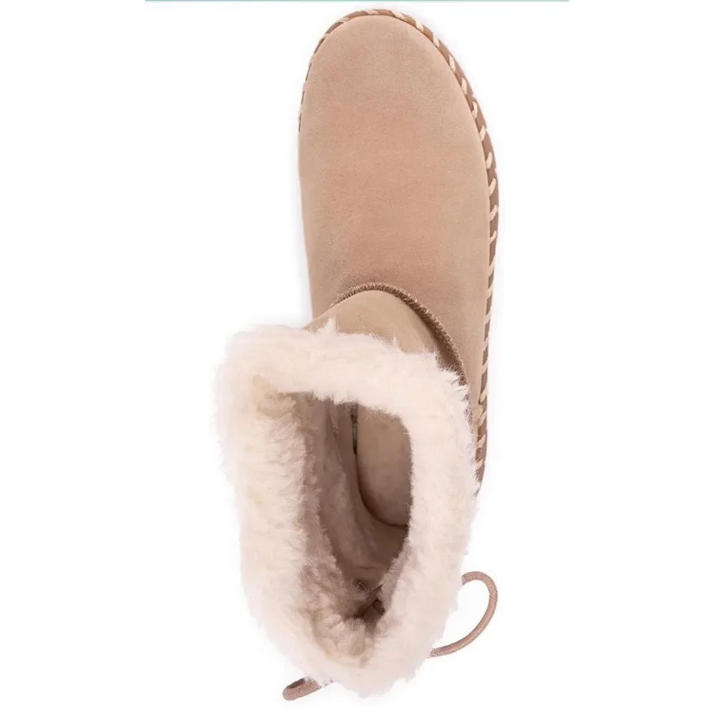 MUK LUKS Flexi Albany Women’s Sand/Beige Snow Boots Lace Back New 6